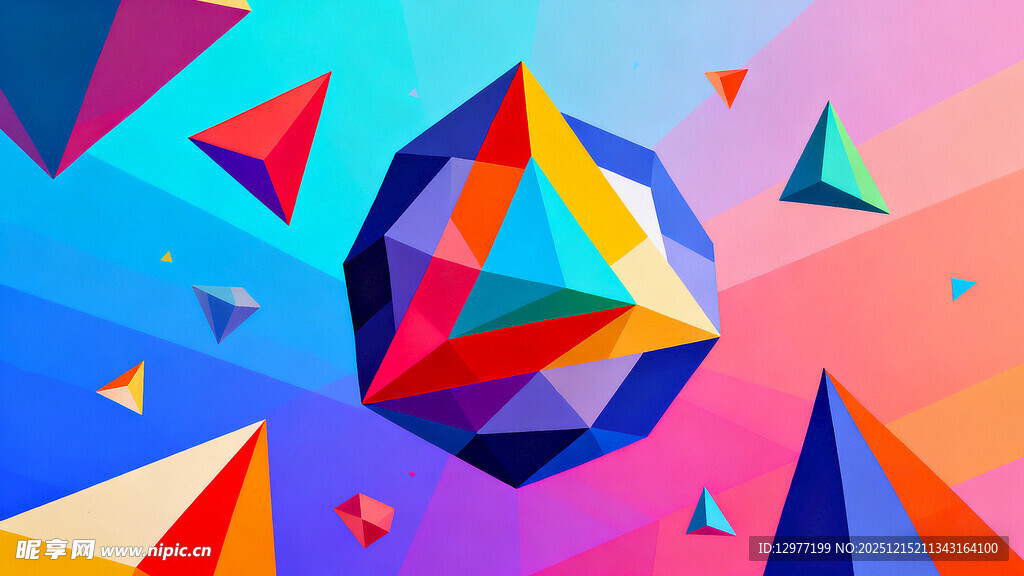 多彩几何立体抽象艺术图案