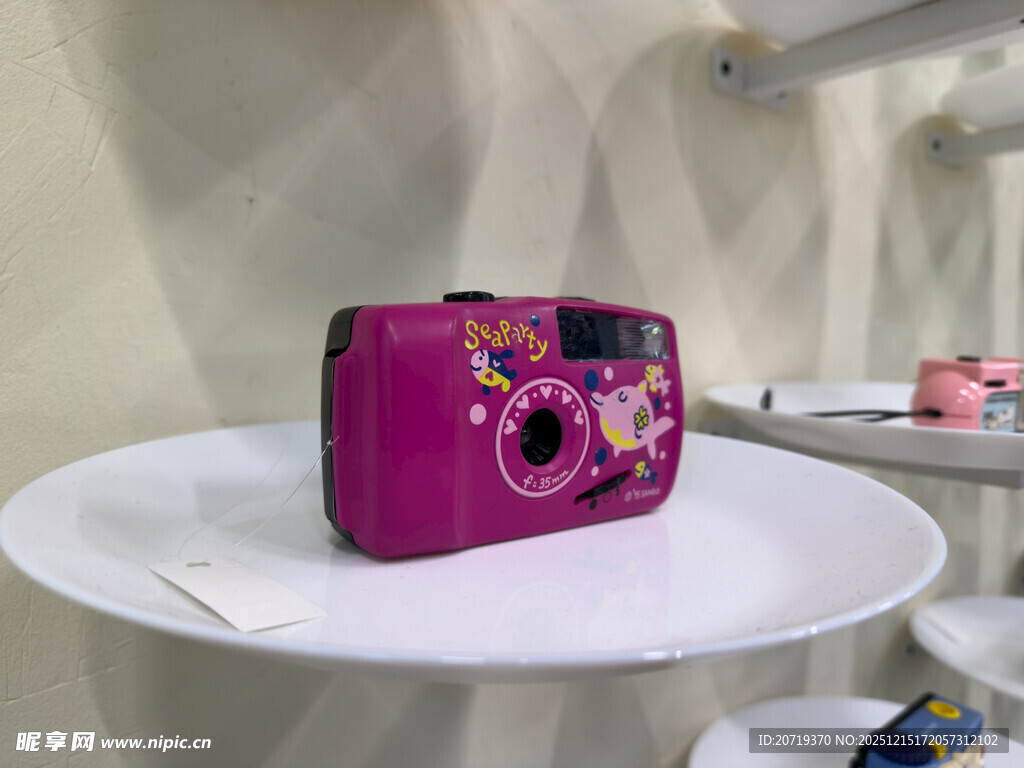 紫色复古相机摆件展示