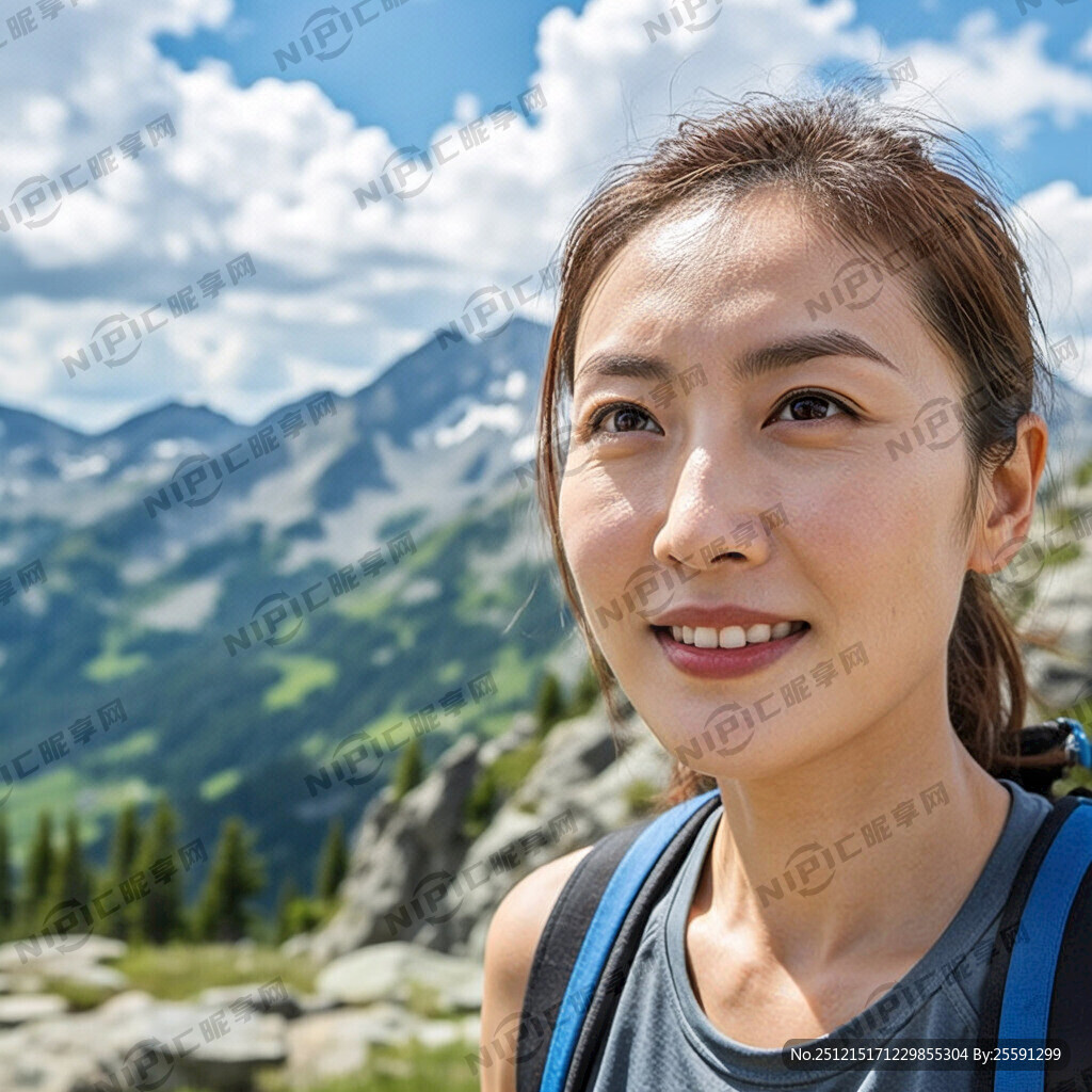 女性力量内心的柔和 户外爬山