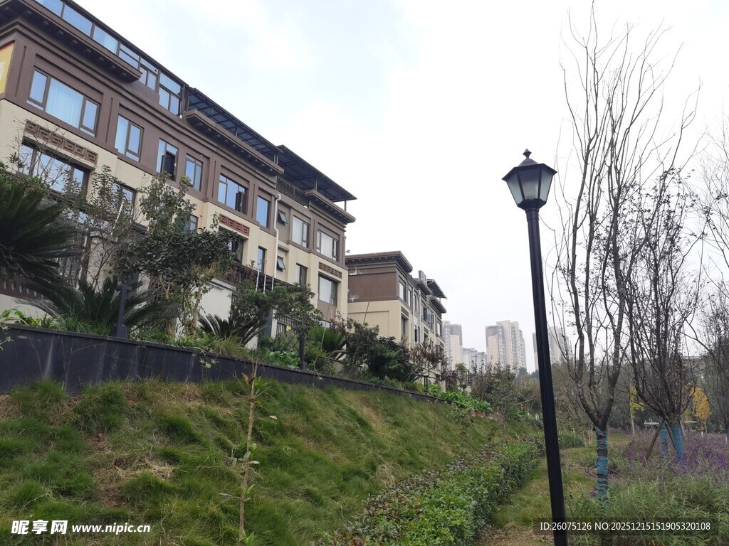 山坡旁的欧式风格建筑