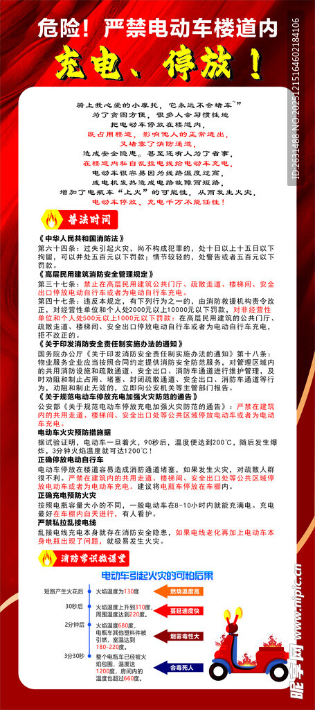 物业电动车充电警示展架