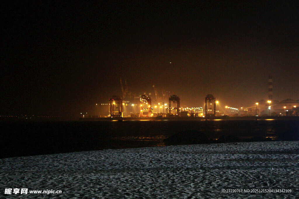 夜晚海港璀璨灯火景观 厦门