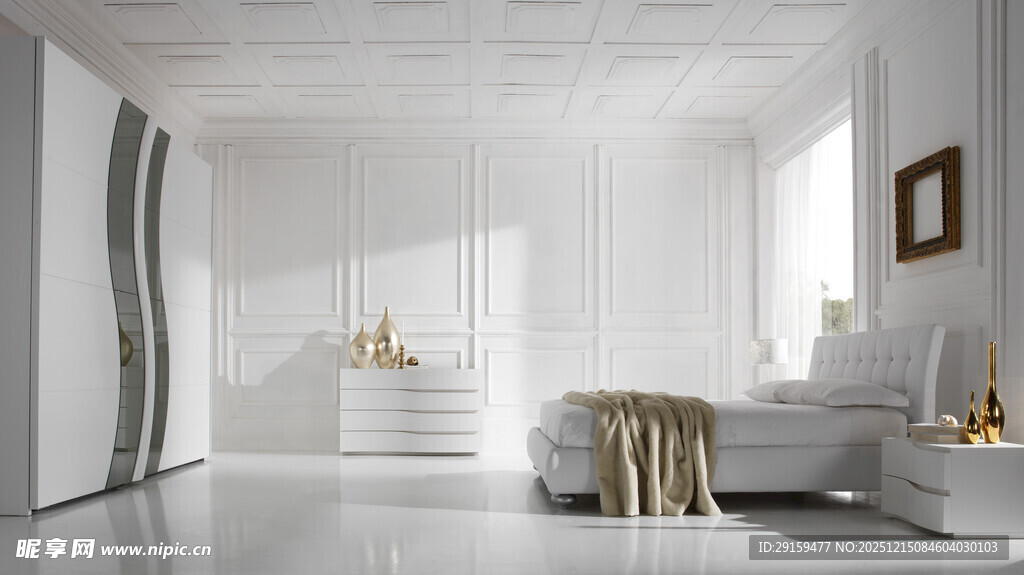 现代简约风白色系卧室空间