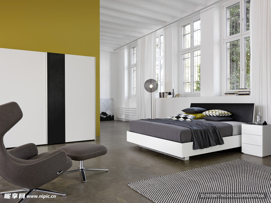 现代简约风卧室室内场景