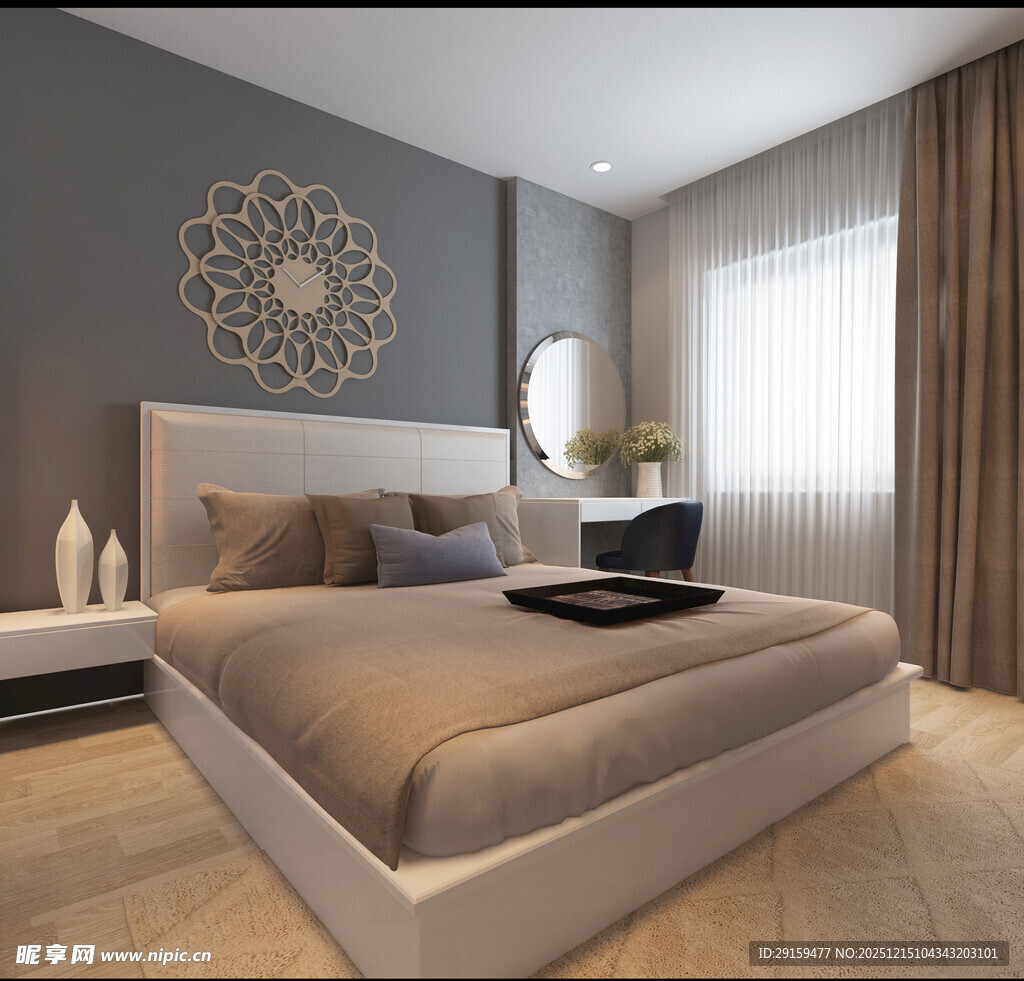 现代简约风格温馨卧室空间