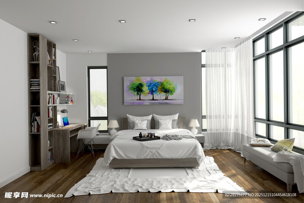 现代简约风卧室室内场景