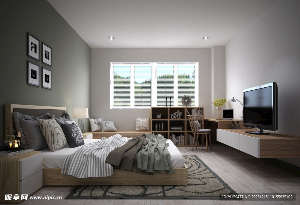 现代简约风温馨卧室场景