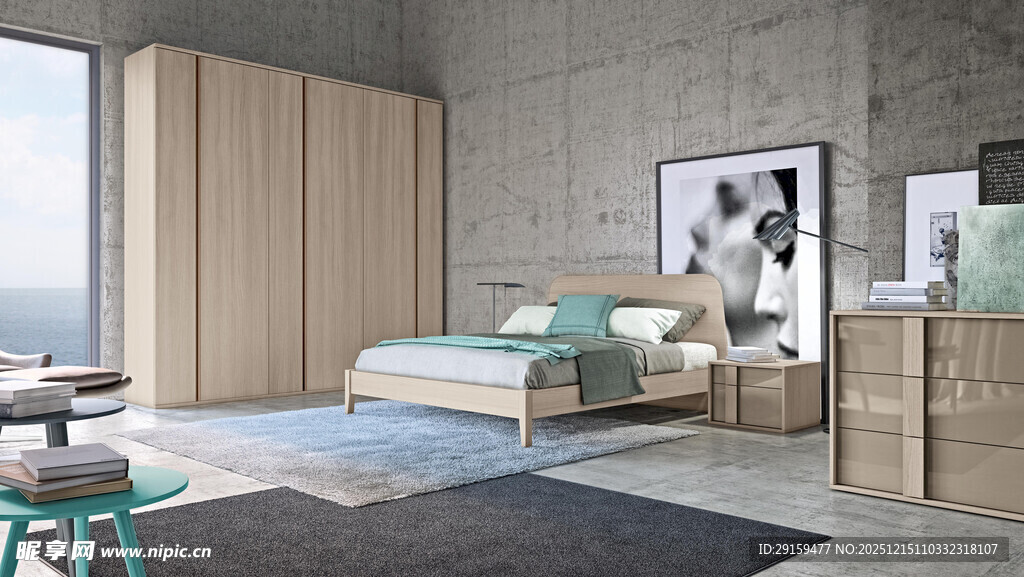 现代简约风卧室室内场景