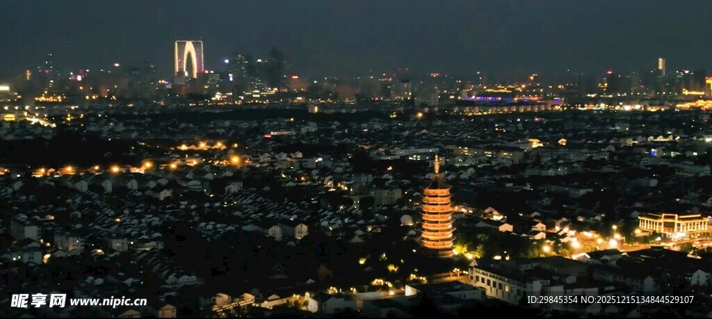 城市璀璨夜景俯瞰图