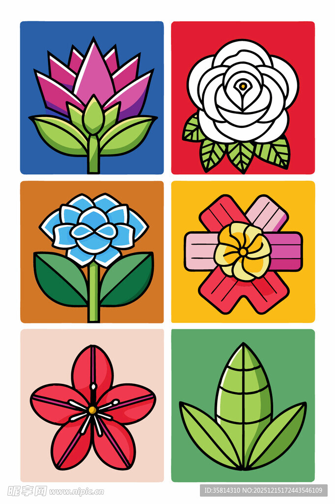 多彩花卉图案设计素材