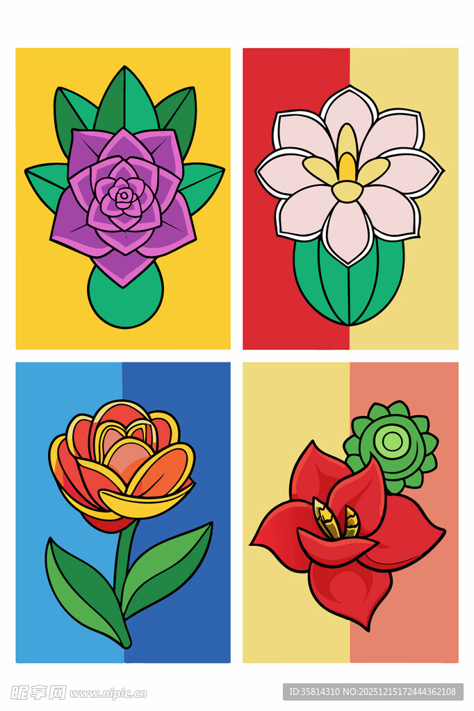 多彩花卉图案插画