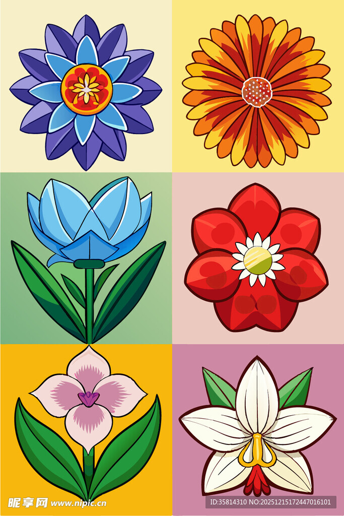 多彩花卉图案集合
