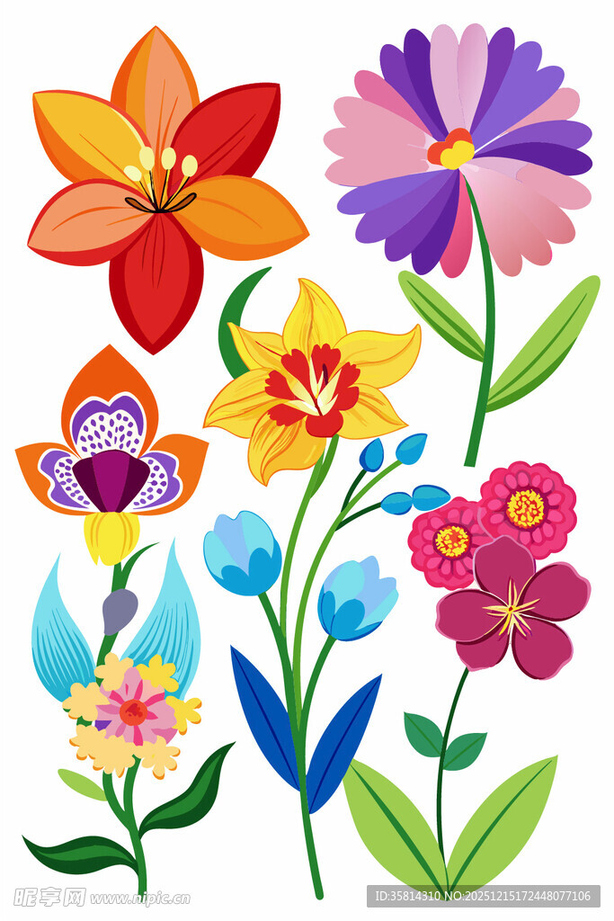 多彩手绘花卉图案