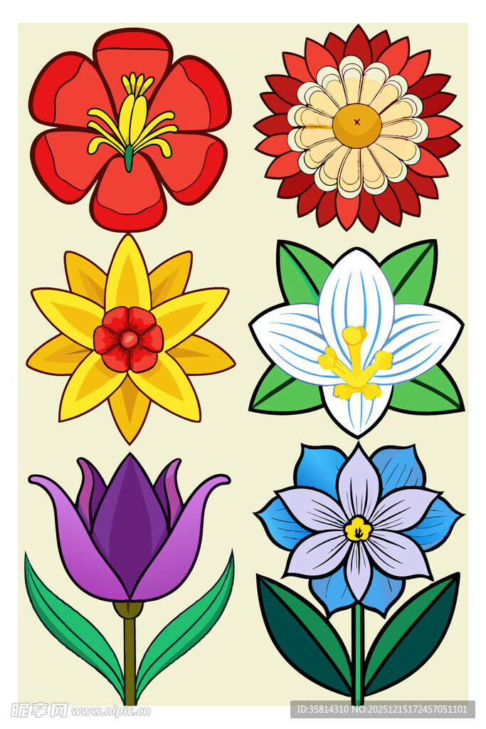 多彩手绘花卉图案集合