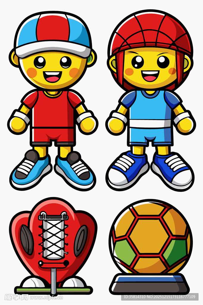 卡通足球小子与足球图标