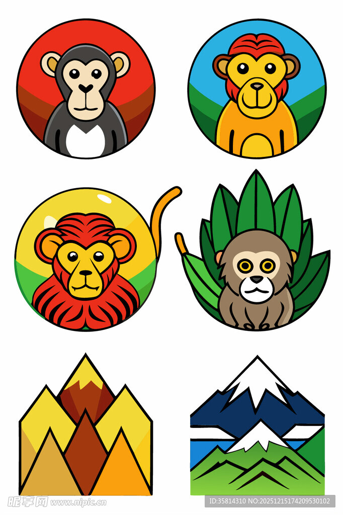 动物与风景图标集合