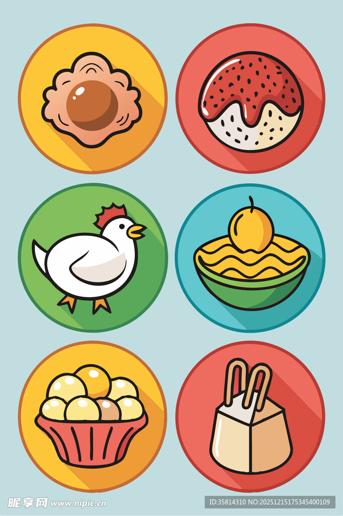 鸡肉美食图标集合