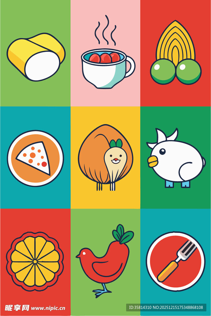 多彩食物图标集合