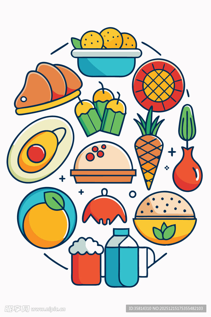 多彩美食图标集合