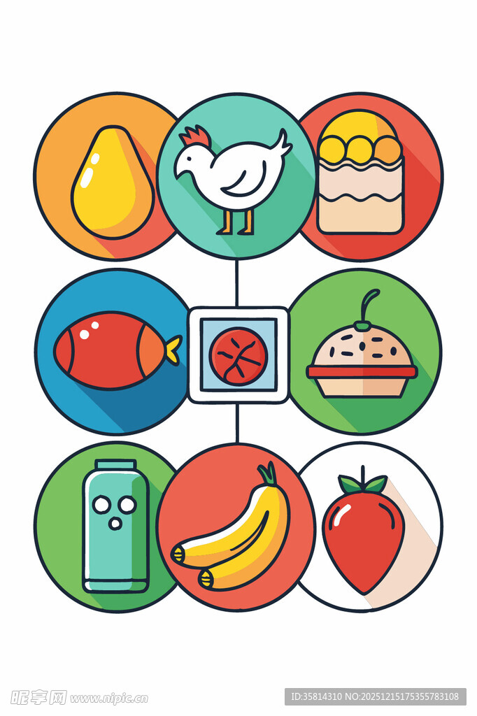 多彩食物图标集合