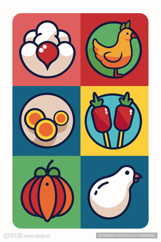 多彩生鲜食材图案展示