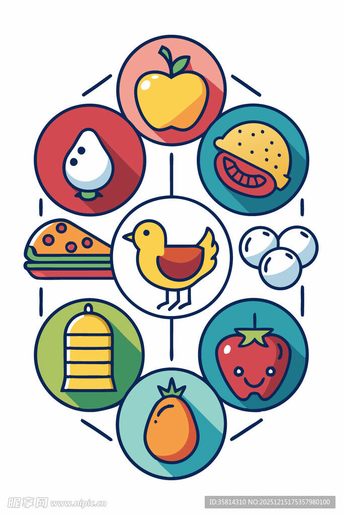 多彩食物图标集合