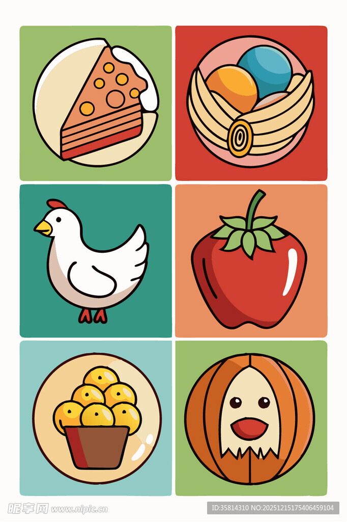 多彩食物图标集合