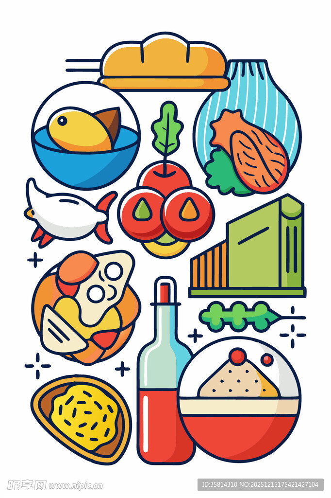 多彩美食图标集合