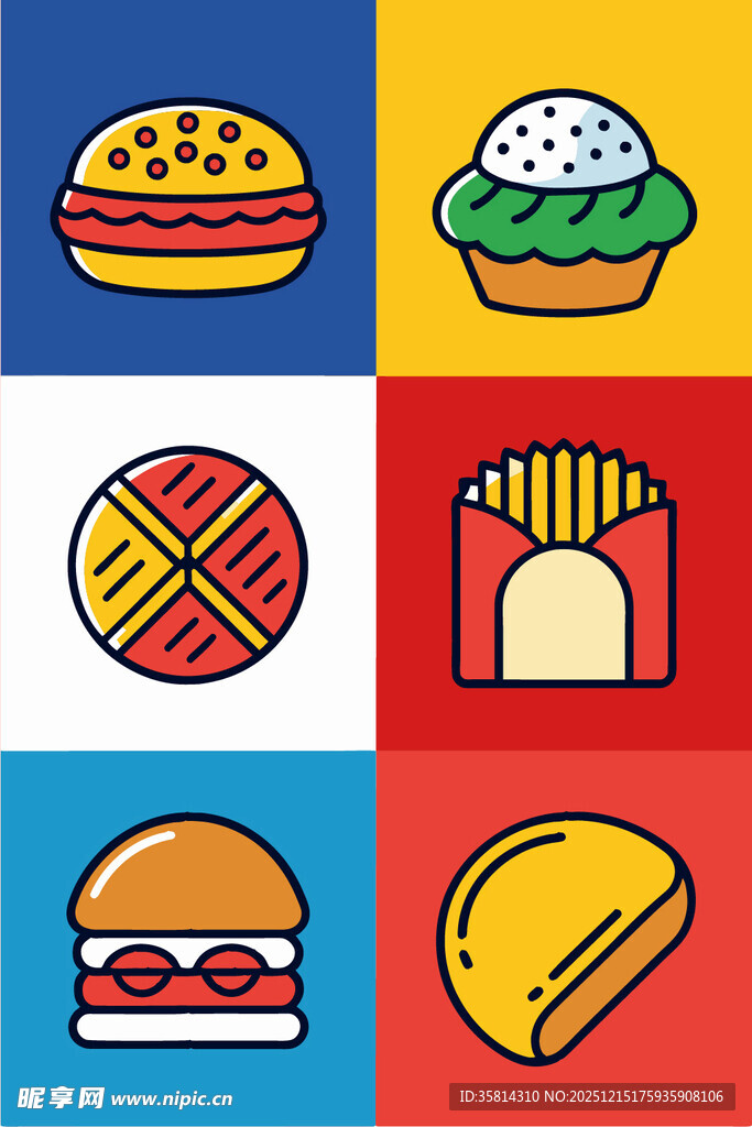 多彩快餐图标集合