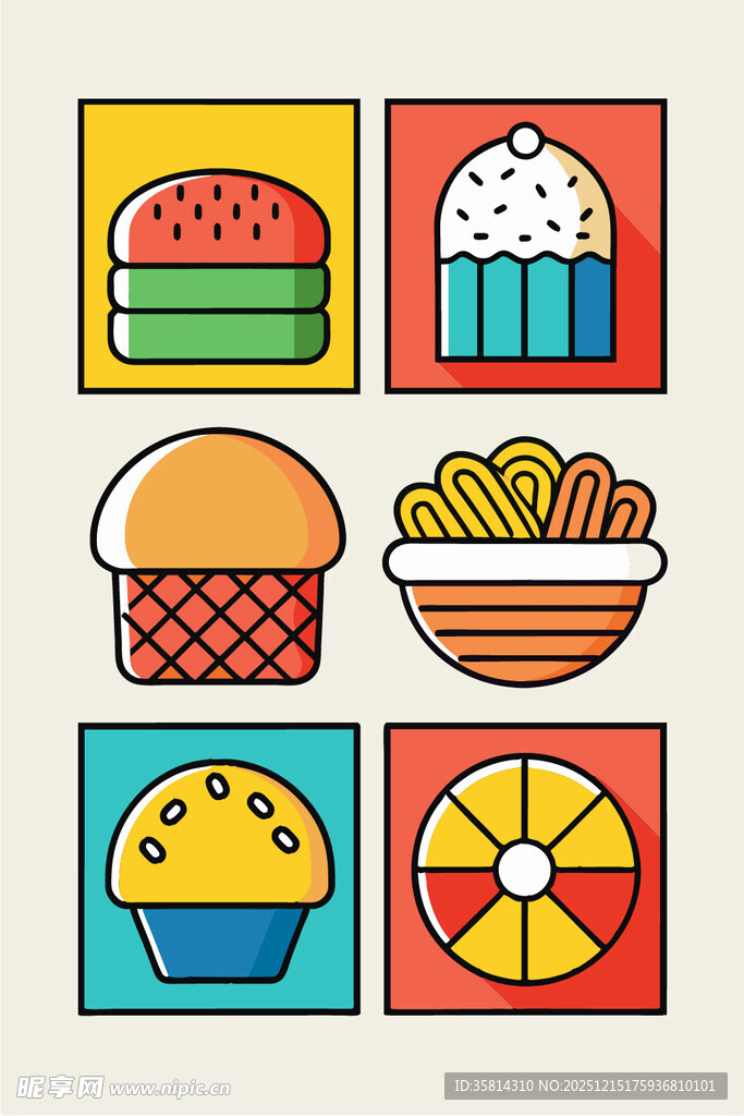 多彩美食图标集合