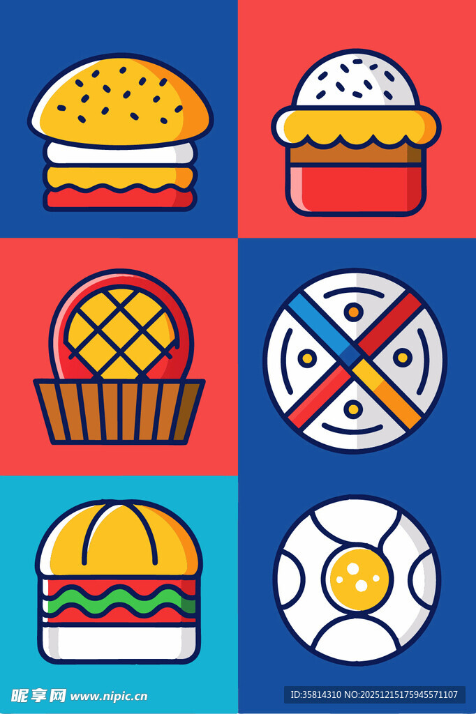 多彩美食图标集合