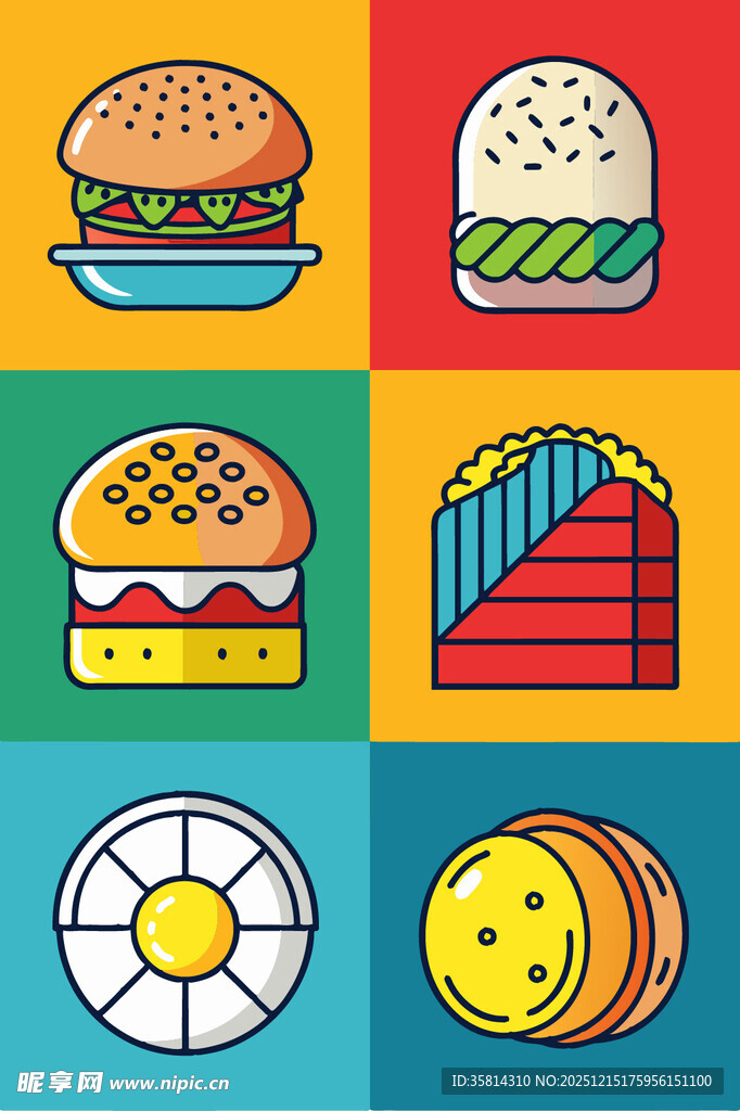多彩快餐图标集合