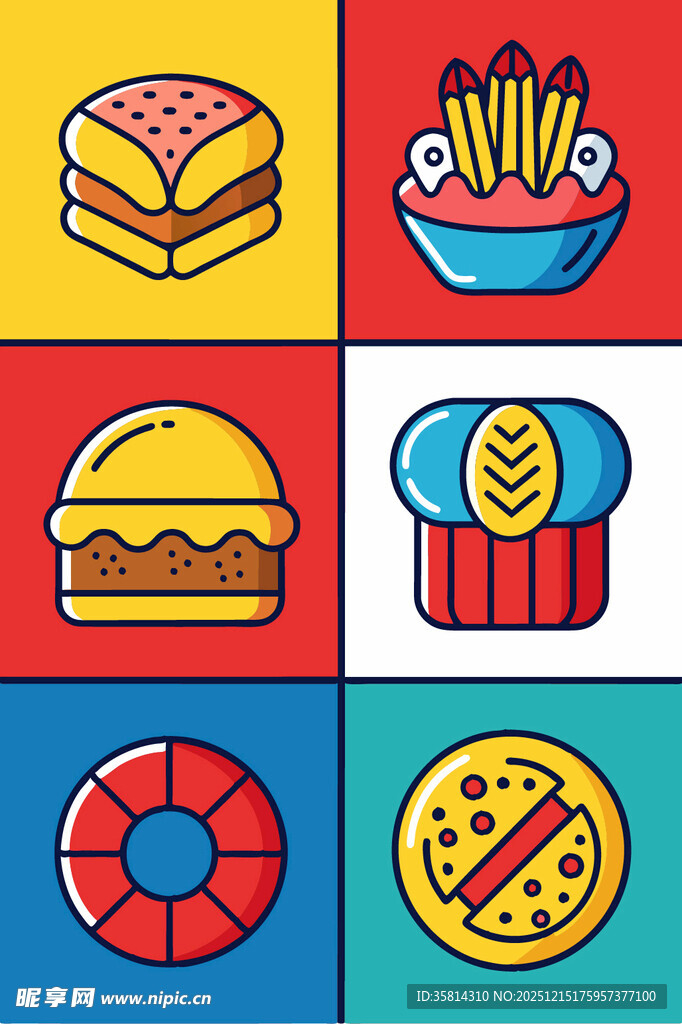 多彩美食图标集合