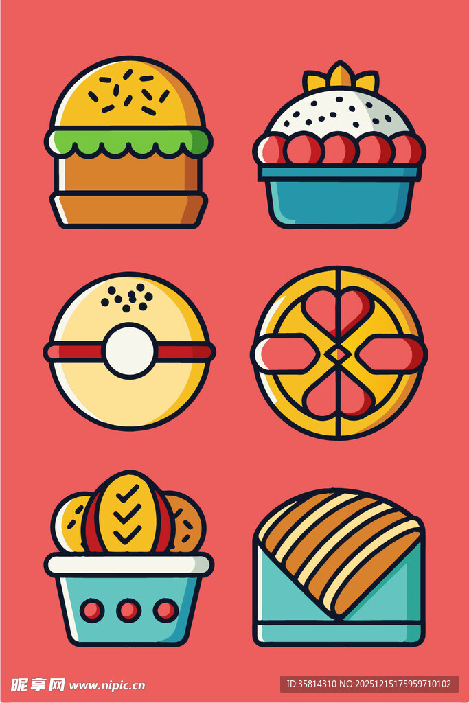 多彩卡通美味糕点集合