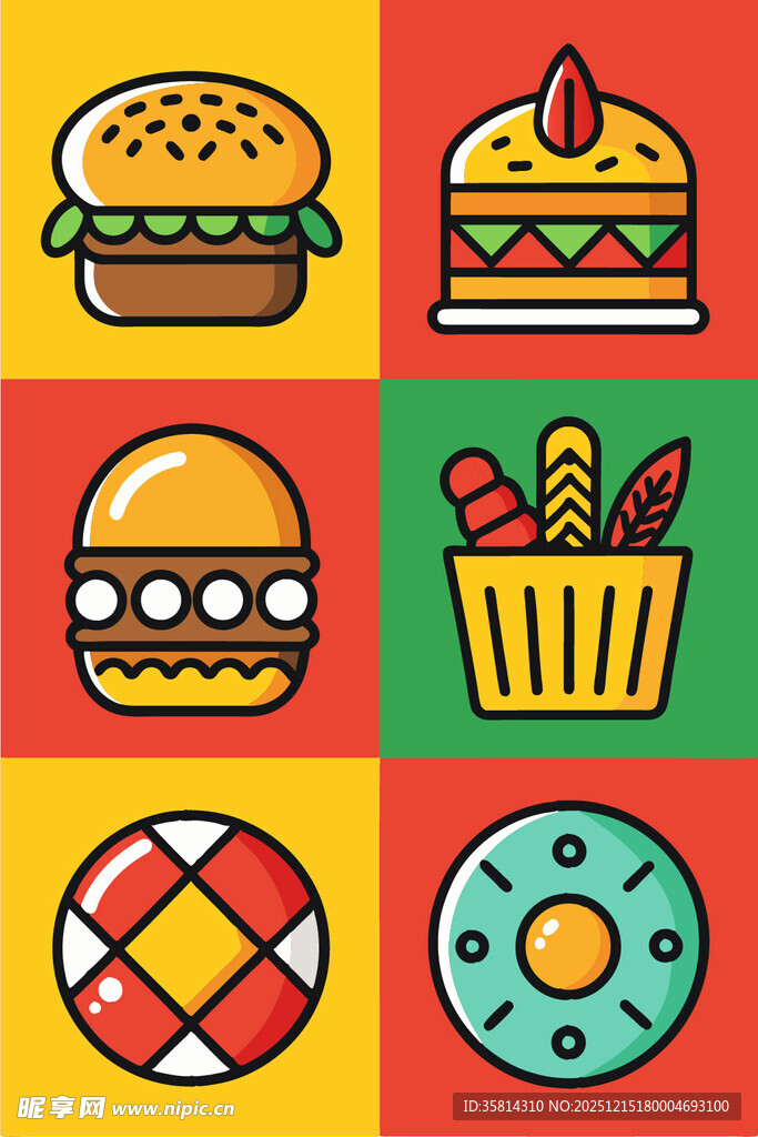 多彩美食图标集合