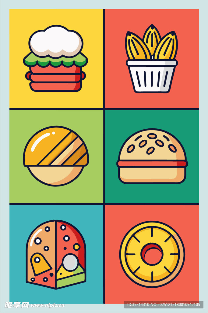 多彩快餐图标集