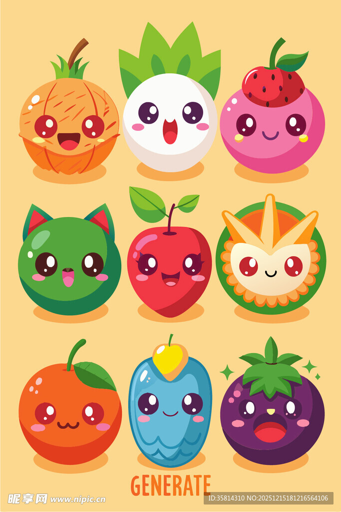 可爱卡通水果表情集合