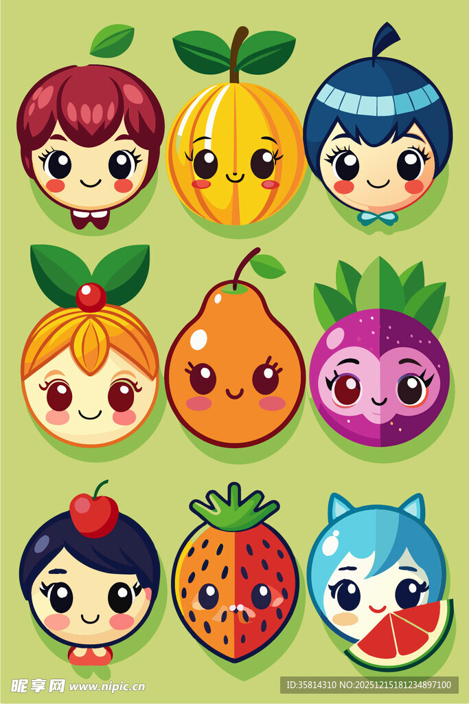 可爱水果卡通角色集合