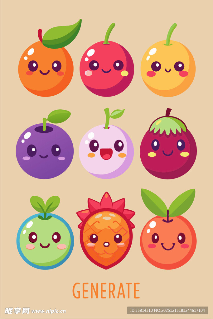 可爱水果卡通形象集合