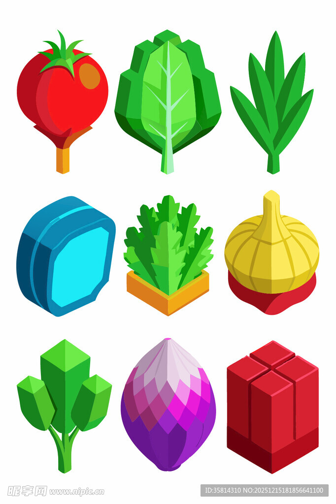 多彩立体蔬菜水果图标