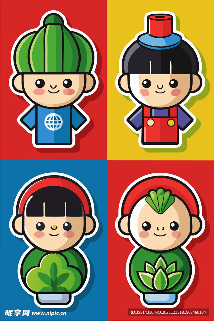 可爱卡通传统服饰儿童形象