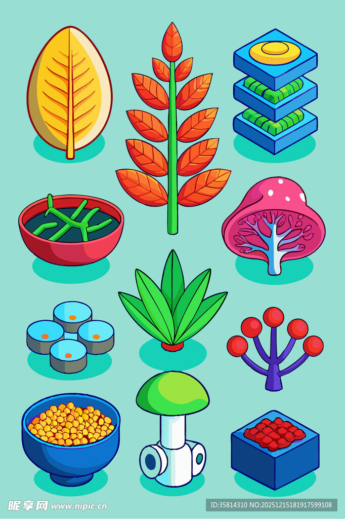 多彩植物与园艺元素集合