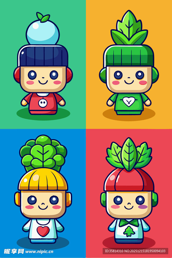 卡通蔬菜水果耳机形象