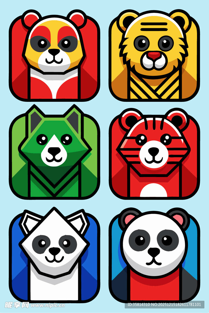 多彩动物头像图标集合