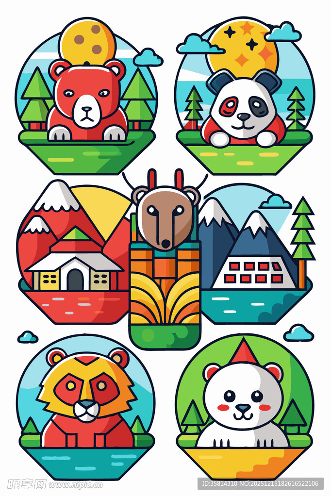 可爱动物与风景插画组图