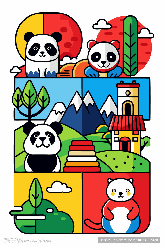 多彩中国风卡通元素集合