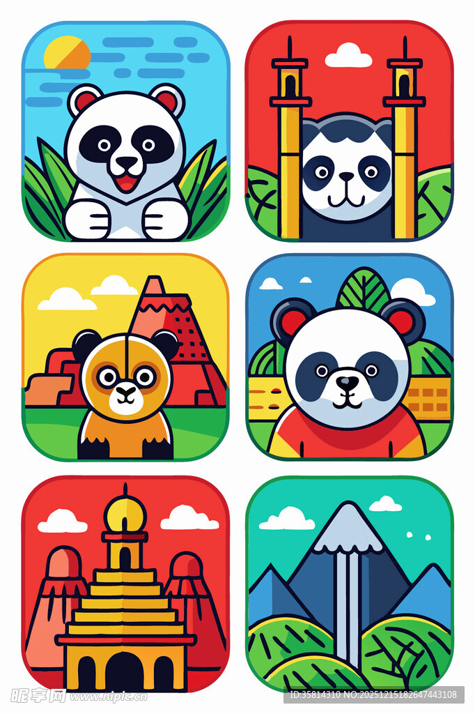熊猫主题旅游景点图标