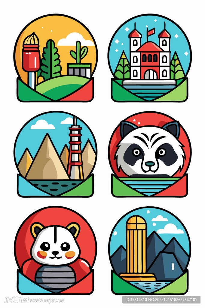 各地特色景观图标集合