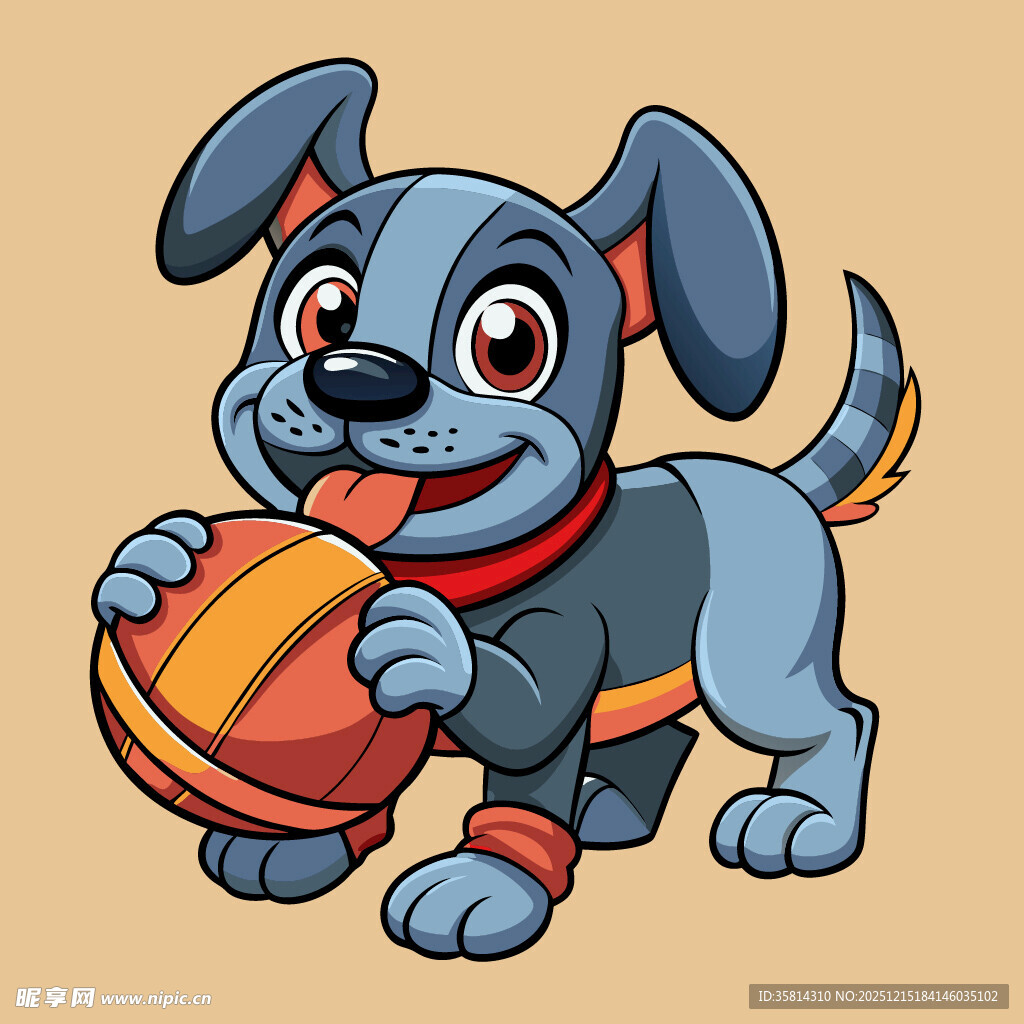 可爱小狗抱球玩耍