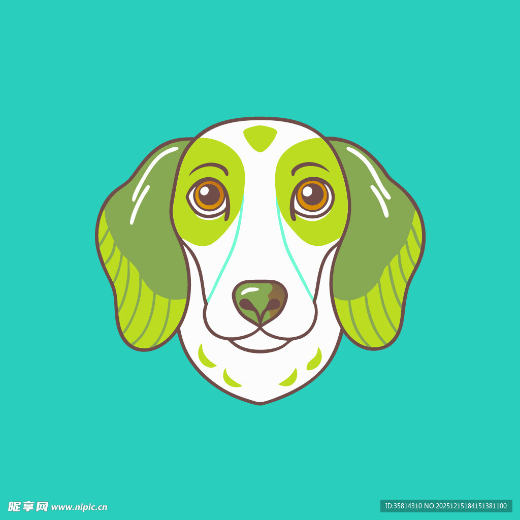 绿斑小狗头像插画